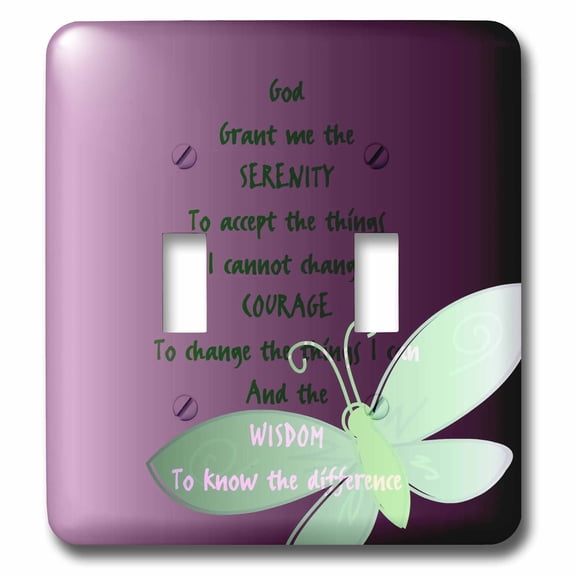 3dRose, Serenity Prayer- Butterfly Purple Art, double toggle switch