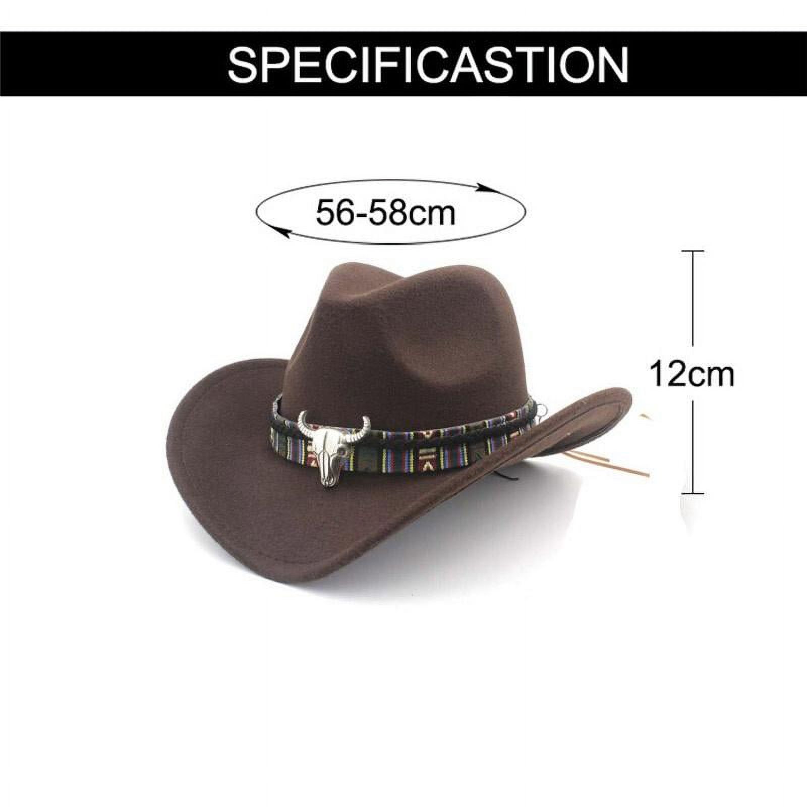 New Ethnic Style Western Cowboy Hat Women's Wool Hat Jazz Hat Western Cowboy Hat Wine Red - image 3 of 3