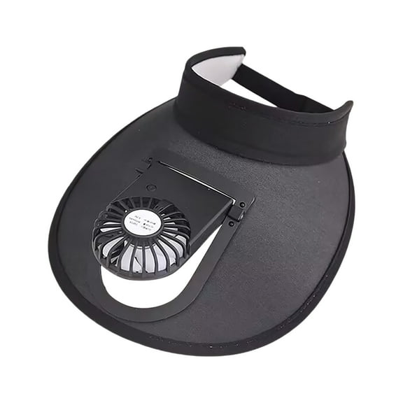 UPF50 oversized brim sun visor hat with built-in 3-speed adjustable cooling fan usb rechargeable for women outdoor