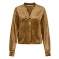 thumbnail image 6 of QATAINLAV Gold Velvet Shirts for Women Dressy Casual Long Sleeve V Neck Blouse Solid Color Ruffle Trim V Neck Holiday Tops M, 6 of 9