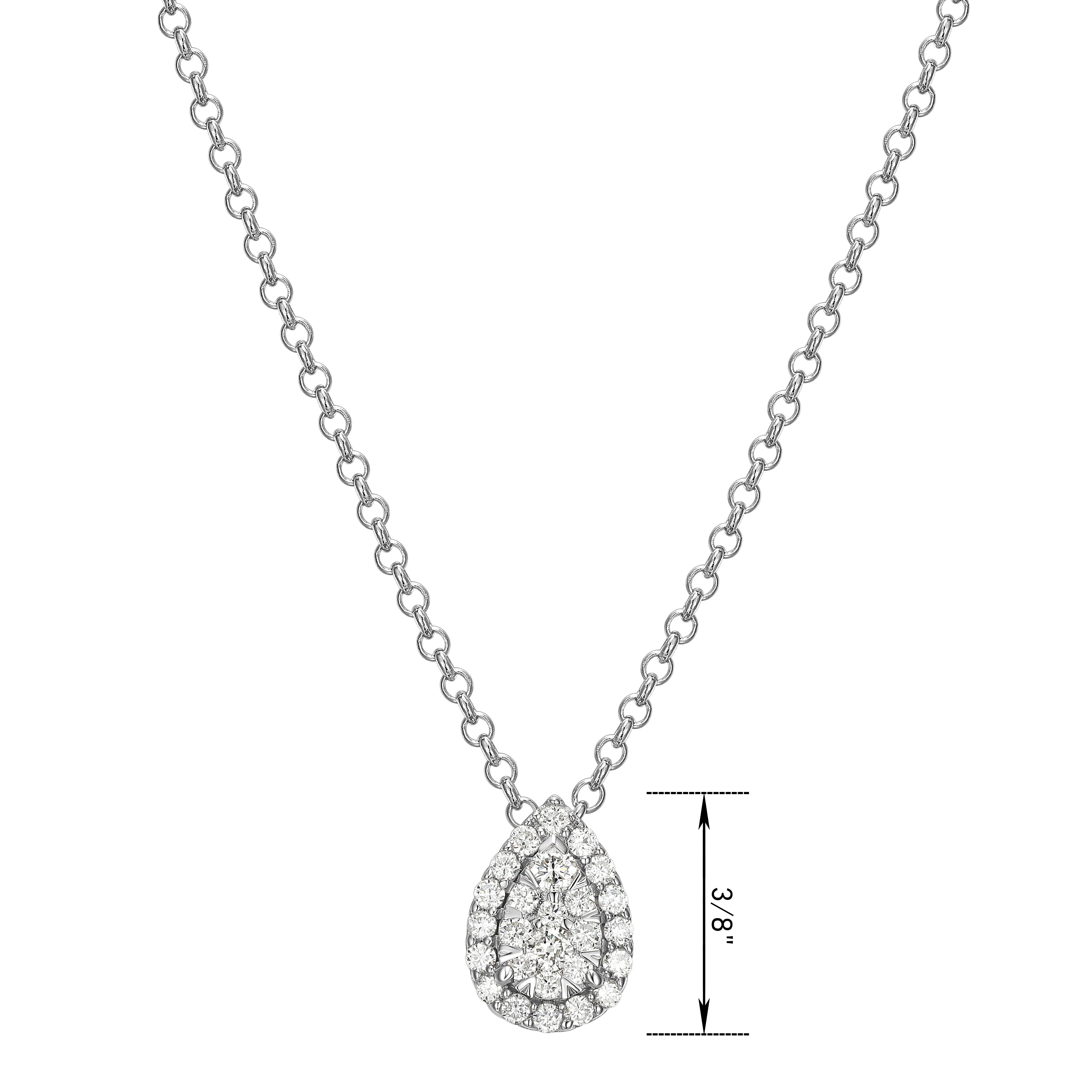 Forever Facets 1/3 CT TW Lab Grown Diamond Necklace in Platinum over Sterling Silver, Adult Female