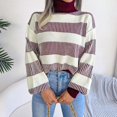 thumbnail image 3 of Vedolay Pullover Sweaters for Women Cropped Striped Sweaters Oversized Long Sleeve Crew Neck Crop Tops,Red L, 3 of 5