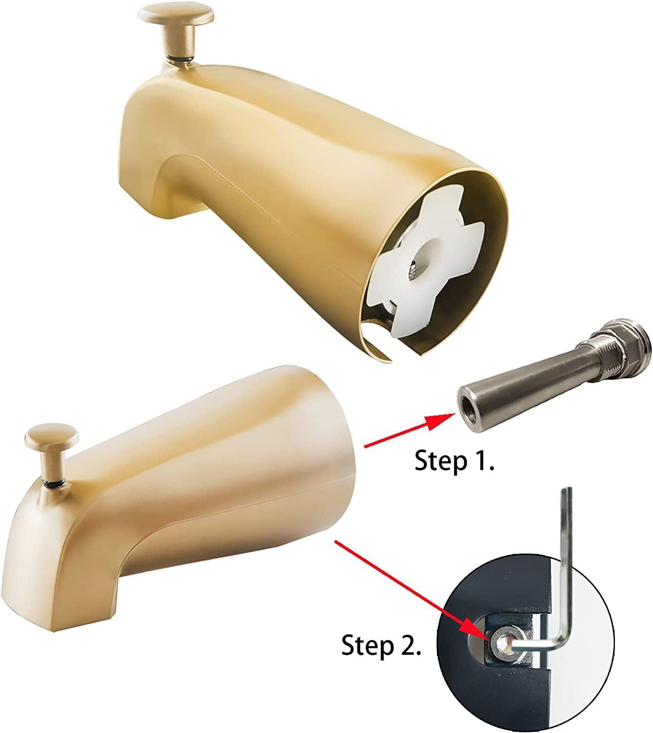 Slip On 4 1/2" Copper Pipe Universal Bathroom Tub Spout w/ Diverter Heavy Duty