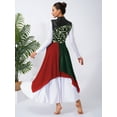 thumbnail image 6 of YiZYiF Women Print Sleeveless Liturgical Praise Dance Worship Tunic Chiffon Asymmetrical Dress Dark Green L, 6 of 7