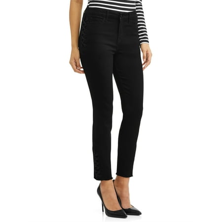 Lace Up Suede Jean - Rosa Lace-Up Curvy Hi Rise Stretch Ankle Jean Women's (Black)