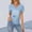 E-161Light Blue, variant on FAOWME Women's T Shirts Short Sleeve V Neck Letter Print Comfortable Slim Fit Tops For Casual Daily Wear Army Green L