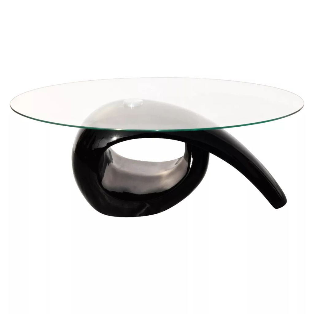Kepooman Modern Side End Table with Oval Glass Top for Living Room Office Bedroom, Black Kepooman Modern Side End Table with Oval Glass Top for Living Room Office Bedroom, Black