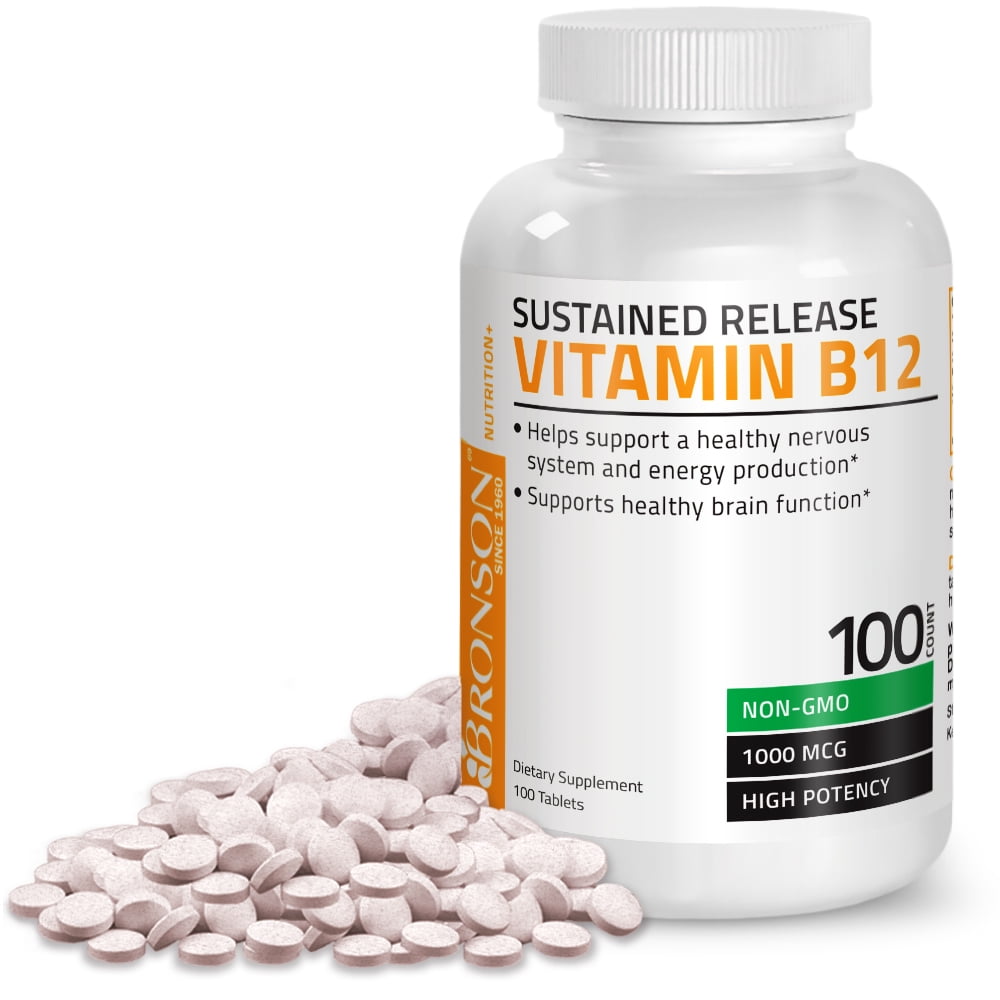 Bronson Vitamin B12 Sustained Release Non-GMO Premium Formula, 100 Tablets
