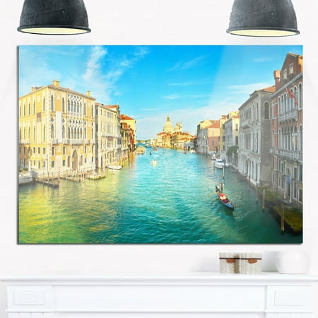 - DESIGN ART Vibrant Evening Venice Italy - Cityscape Glossy Metal Wall Art 40 in. wide x 30 in. high