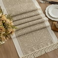 thumbnail image 7 of Floral Fall Table Runners for Party Living Room Modern Farmhouse Home Decor  Kitchen Elegant Table Runner with Fringe 14 x 63Inch Light Brown, 7 of 7