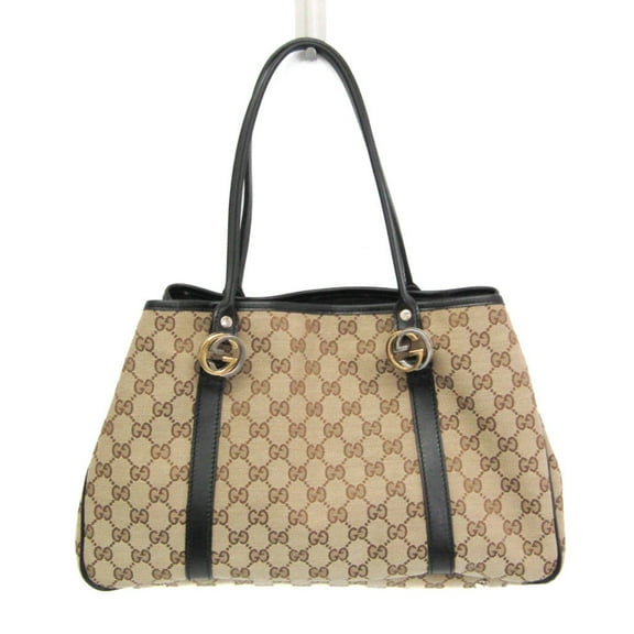 Pre-Owned Gucci GG Twins 232957 Women's Canvas Tote Bag Beige,Black (Good)
