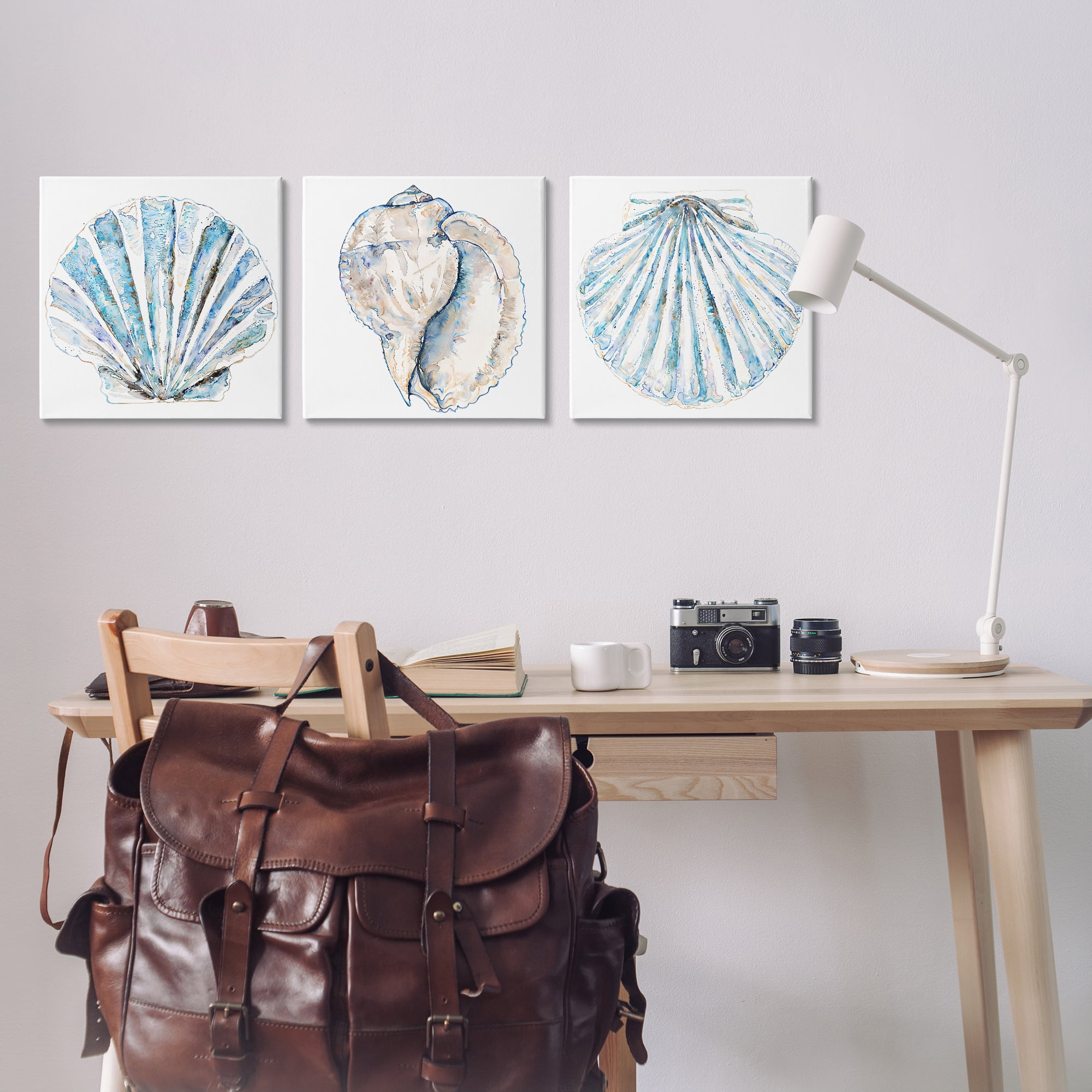 Stupell Industries Clam & Conch Watercolors Nautical & Beach Painting Wrapped Canvas Art Print Wall Art, 17 x 17, Set of 3