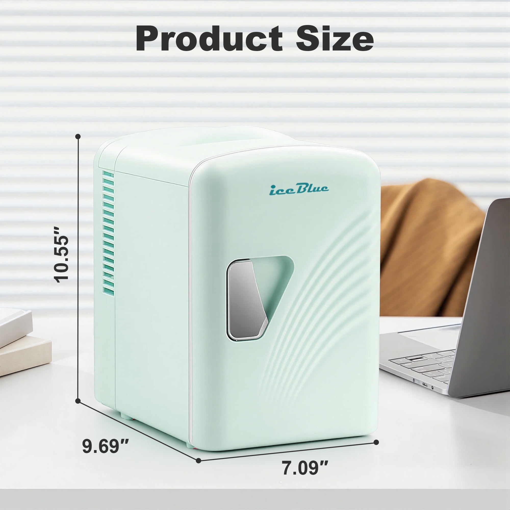 4L/6Can Mini Fridge，Portable Skincare Refrigerator，Small Cooler，Retro Design, Wave Patterns