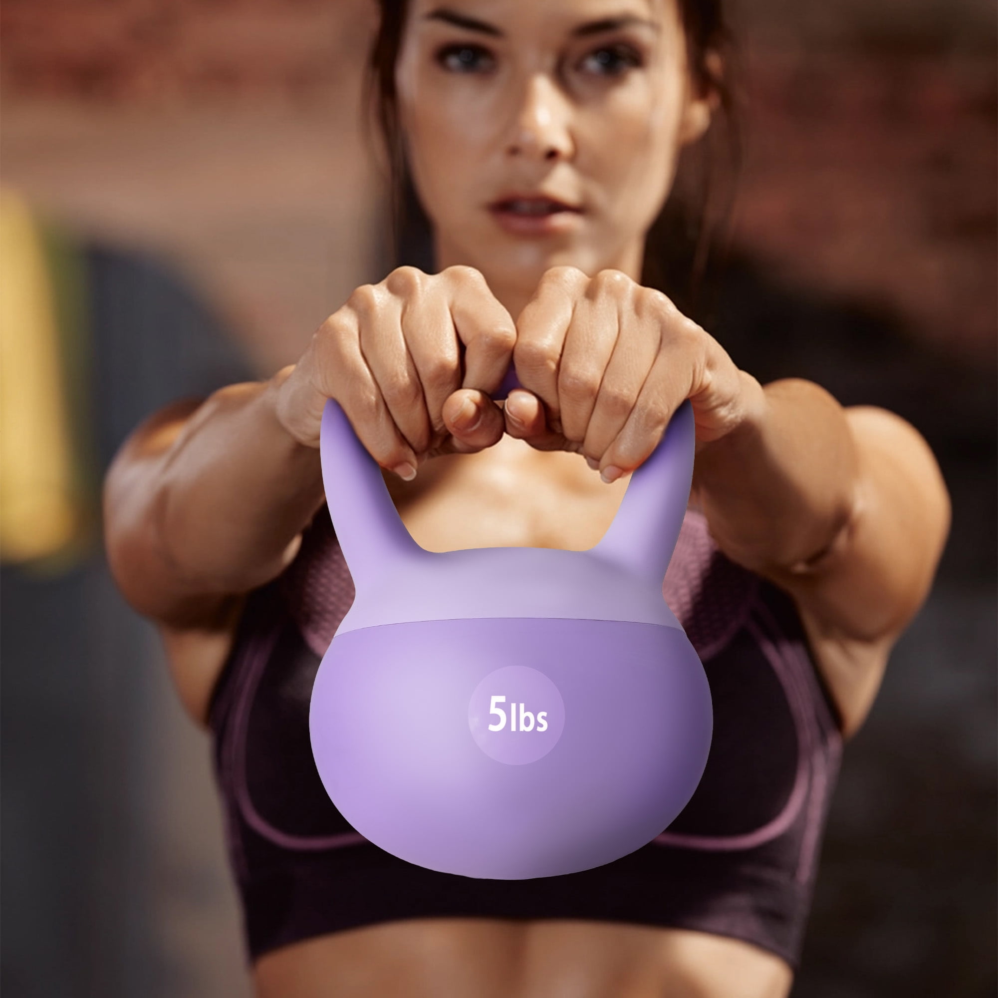 SogesPower Soft Kettlebells,Iron Sand Filled Weights Strength Training Kettlebells,Shock-Proof Weights and Wide-Grip Handle,Fitness Soft Kettlebells for Women Men,Home Gym Kettlebells,Purple,5LBS