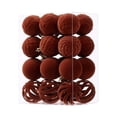 thumbnail image 2 of 24Pc Flocked Christmas Balls, Velvet Shatterproof Xmas Ornaments, Glitter Christmas Tree Hanging Baubles Holiday Decor Brown, 2 of 6
