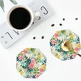 thumbnail image 5 of Pofeuu Tropical Flowers Print Leather Coasters Set of 6, Round Cups Mugs Mat Pad for Home Kitchen Heat Resistant Drink Coasters,Octagon, 5 of 7