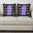 thumbnail image 3 of Set of 2 Decorative Throw Pillow Covers 18x18in - Black Background with Whimsical White Text & Purple Silhouette - Perfect for Couch Bed Car, 3 of 8