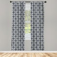 thumbnail image 3 of Ambesonne Geometric Curtains, Japanese Mandala, Pair of 28"x63", Dark Blue Cream, 3 of 5