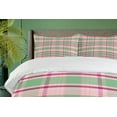 thumbnail image 4 of Ambesonne Geometric Duvet Cover Sets, Symmetric Plaid Graphic, 2-Queen, Pistachio Green Pale Pink, 4 of 7