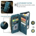 thumbnail image 4 of CaseMe Case for iPhone 12 Pro Max Wallet Case for Women Men, Fashion Durable PU Leather Magnetic Flip Lanyard Strap Wristlet Zipper Card Holder Wallet Phone Case for iPhone 12 Pro Max 6.7-inch,Blue, 4 of 11