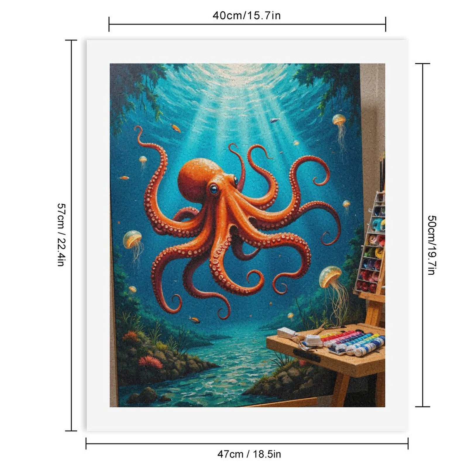 Paint By Numbers Kit for Adults Beginner - Octopus Ocean Painting Art Supplies DIY Canvas Painting Kits for Adults, Frameless Paint By Number for Adults for Home Wall Decor 16x20 Inch