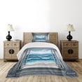 thumbnail image 4 of Ambesonne Ocean Quilted Bedspread Set 2 Pcs, Historic Window Sea Scenery, Twin Size, Sea Blue Coconut and Camel, 4 of 5