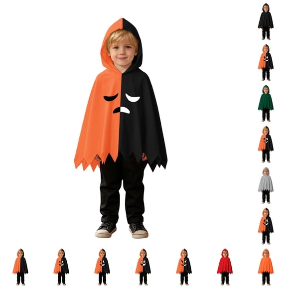 Pumpkin Costume Toddler 2 Piece Soft Hooded Cloak Cape Black Pants Costume for Toddler