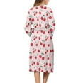 thumbnail image 2 of Yuyamidu Cherry Women's Bathrobe Size XL Cute Pink Kimono Robe Comfy Bath Spa Robes Female 3/4 Sleeves Bath Gown for Women Girls Mid-Length Dressing Gown with Waist Belt, 2 of 7
