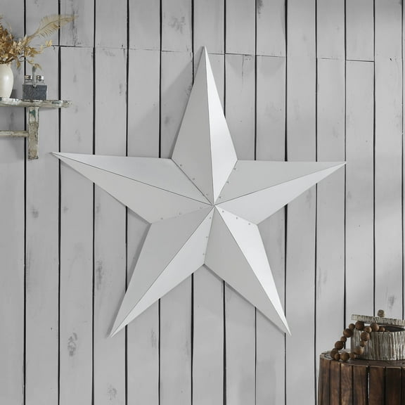 VHC Brands Patriotic Metal Star Distressed 48x48, Independence Day Decor, Decorative Wall Hanging, Rustic Farmhouse Decorations, Bright White, Black