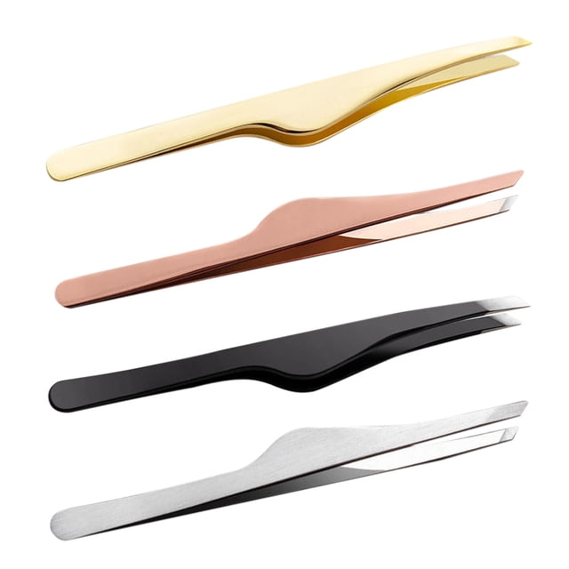 WRITWAA Lash Tweezers Set 4pcs Professional Eyebrow Tweezers Spoolies For Lash Application