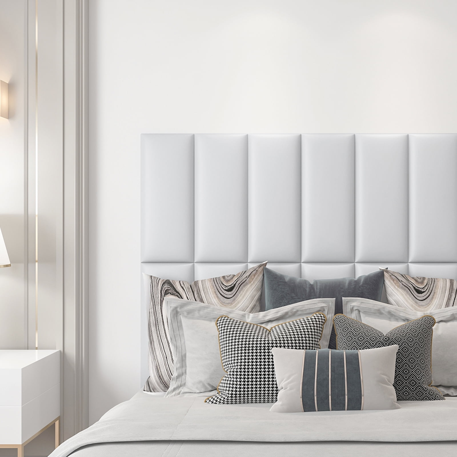 Art3d Peel and Stick Headboard for Twin in White, Pack of 4 Panels