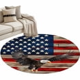 thumbnail image 2 of American Flag Round Area Rug 4 FT, Non Slip Indoor Outdoor Rug, Eagle Blue Red USA Flag Retro Washable Soft Circular Carpet Non-Shedding Floor Mat for Coffee Table Nursery Foyer Balcony, 2 of 8