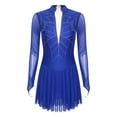 thumbnail image 2 of iiniim Womens Shiny Rhinestones Long Sleeve Figure Skating Dress Mock Neck Dance Performance Blue XXL, 2 of 7
