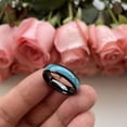 thumbnail image 2 of Wedding Ring Men or Women 6mm Crushed Turquoise Black Tungsten Wedding Band, 2 of 6