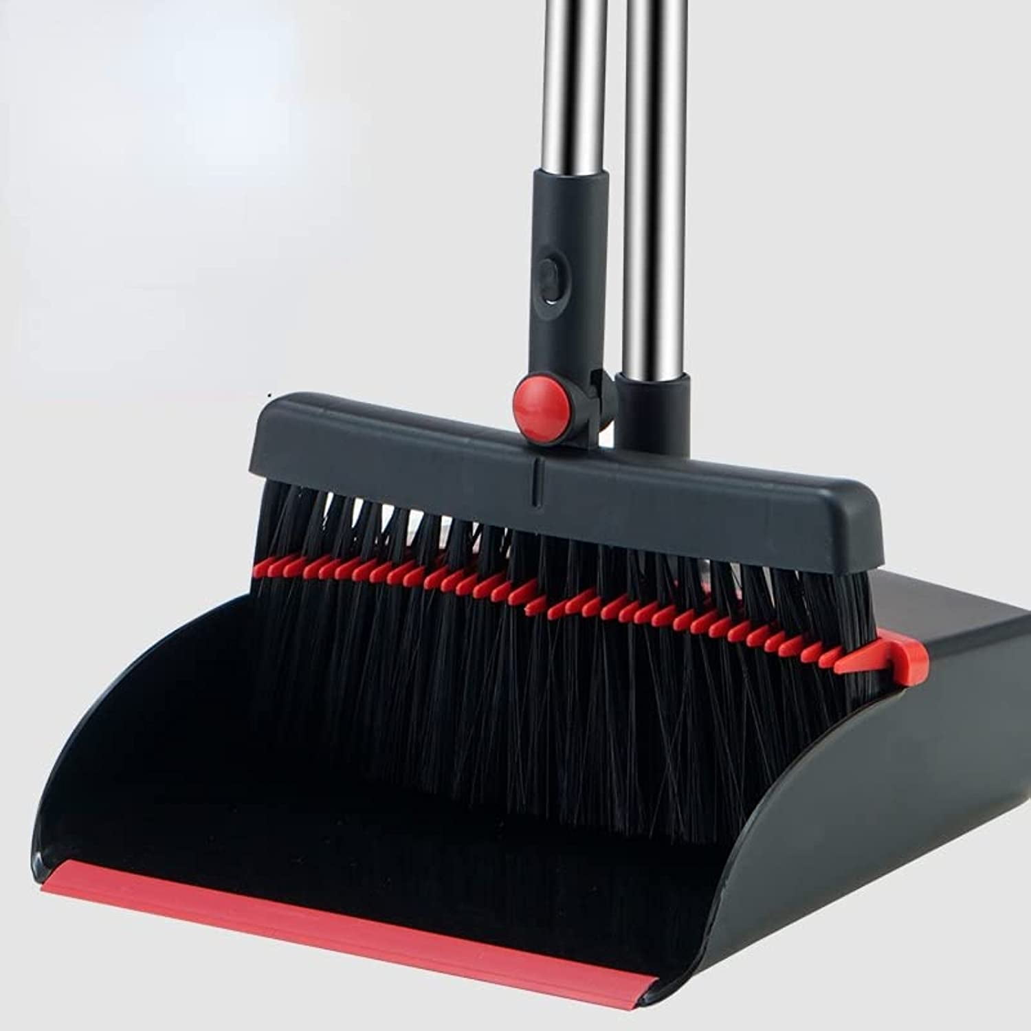 JEHONN Broom and Plastic Dust Pans Set for Home with 54 inches Long Handle  (Grey&Red) 