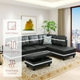 thumbnail image 3 of Modern L-Shape Sofa Set , Faux Leather L-Shaped Sectional Sofa - Living Room Couch for Apartments, Offices & Bedrooms, 3 of 13