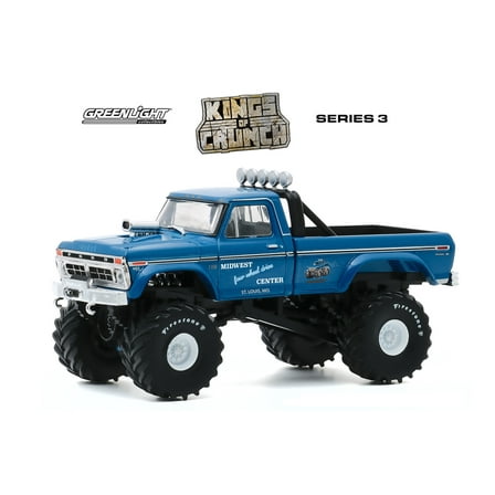 1974 Ford F-250 Monster Truck, Midwest Four Wheel Drive & Performance Center - Greenlight 88031 - 1/43 scale Diecast Model Toy Car