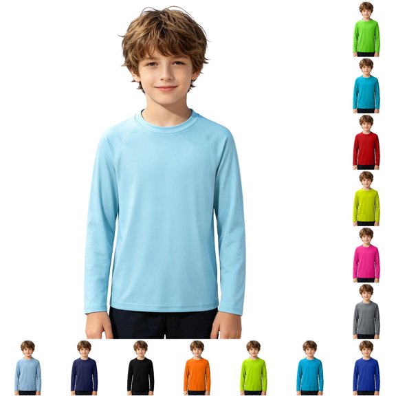 TBWNWG Boys Long Sleeve Rash Guard for Outdoor Beach Pool Play Sun Swimming Shirt for Kids Spring Summer Beachwear