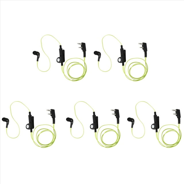 5X 2 Pin Estilo de Fideos Auriculares Ergonómicos Enchufe K Auricular Auriculares para Uv5R -888S Uv5R Radio Cable Verde