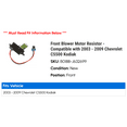thumbnail image 2 of Front Blower Motor Resistor - Compatible with 2003 - 2009 Chevy C5500 Kodiak 2004 2005 2006 2007 2008, 2 of 2