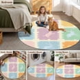 thumbnail image 6 of Round Area Rug 4ft, Happy Easter Cute Rabbit Silhouette Non-Shedding Washable Area Rug, Bunny Colorful Checker Non Slip Low-Profile Circle Rugs for Living Room, Bedroom Dining Room, 6 of 9