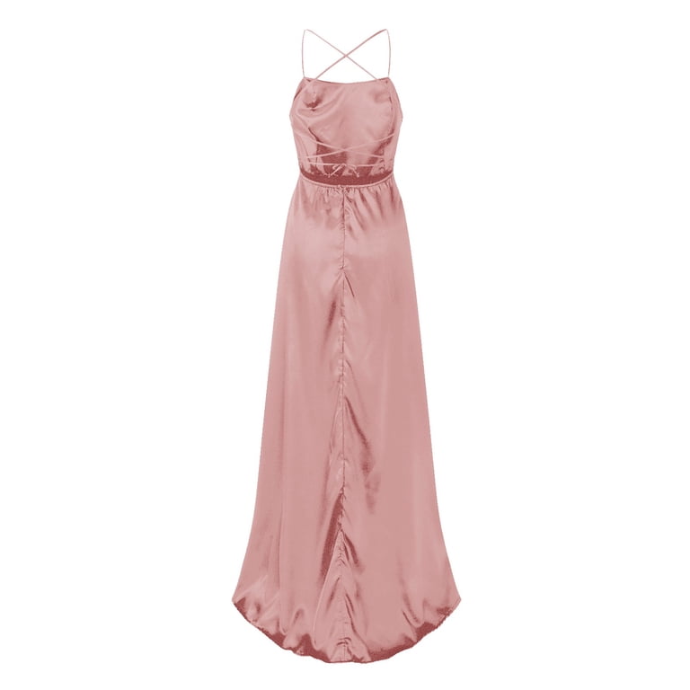 slim fit dress slacks Callie Dress in Apricot Crush Satin – Ivy City Co main image 1
