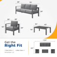 thumbnail image 3 of RoyalCraft Aluminum Outdoor Patio Furniture Set, 4 Pcs Modern Outdoor Conversation Set Sectional Sofa with Upgrade Cushion and Coffee Table for Balcony,Grey, 3 of 8