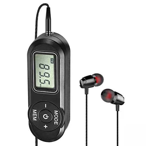 Radio FM portátil SWDSTP con auriculares LCD, control de volumen, perfecto para caminar y trotar