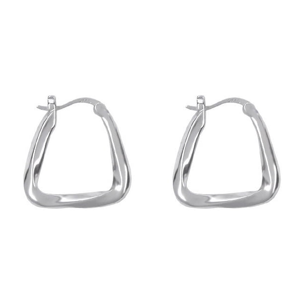 Pendientes de aro grandes y gruesos para mujer Pendientes de aro de acero inoxidable plateado Pendientes de aro de tubo hueco grueso ovalado