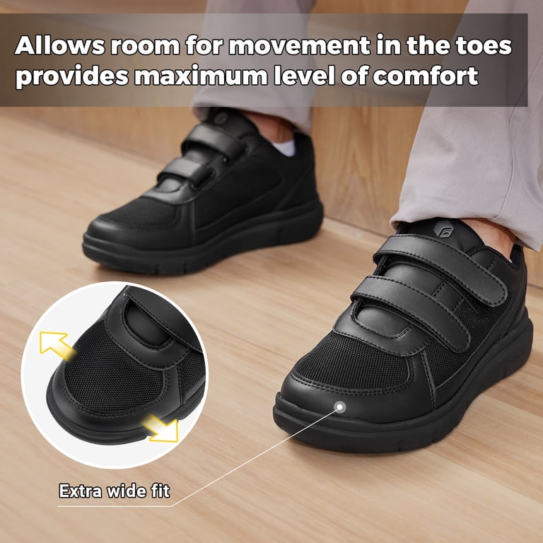 FitVille Diabetic Walking Shoes for Men, Extra Wide, Black 
