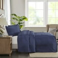 thumbnail image 5 of Madison Park 3-Piece Queen Quilt Bedspread Set Soft Embossed Bedding Set Split Corner Pleated Quilted Bed Cover,Blue, 5 of 9