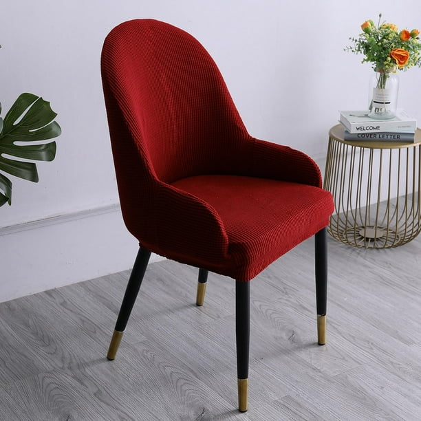 Polyester Wing Back Chair Cover Sloping Arm Chair Protector Bars Cafes  Decor red 