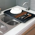 thumbnail image 6 of YWIYIUD 1PC Kitchen Plastic Dish Drainer Board, Large Draining Tray with Side Drop, Water Drain Board Drying Plate Dish Strainer Mat with NonSlip Base for Bowl Cup Kitchenware 17.5x12inch, 6 of 7
