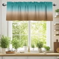 thumbnail image 2 of Brown Cyan Valances for Windows, 60 x 18in, Turquoise Gradient Rod Pocket Kitchen Valance Curtain Light Filtering Window Treatments for Living Room Bedroom, 1 Panel, 2 of 7